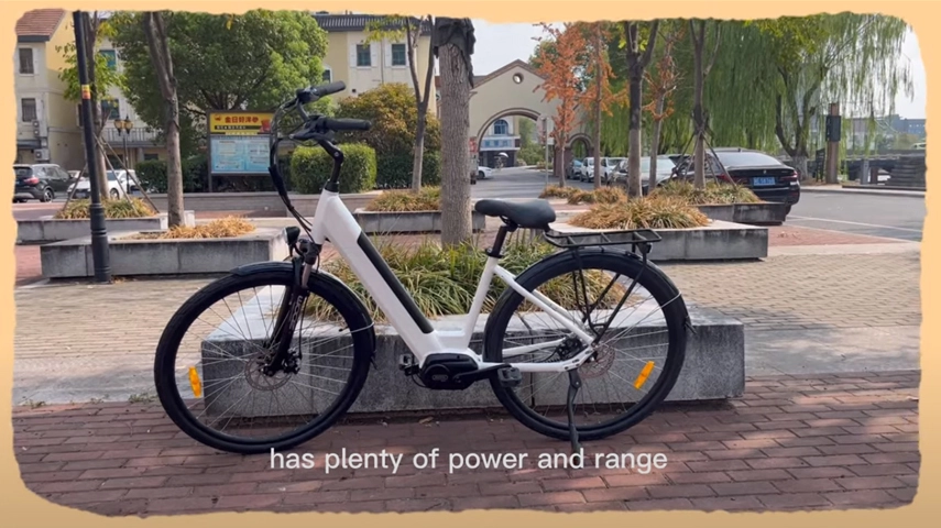 Mid Motor Electric City Bike with Belt Drive